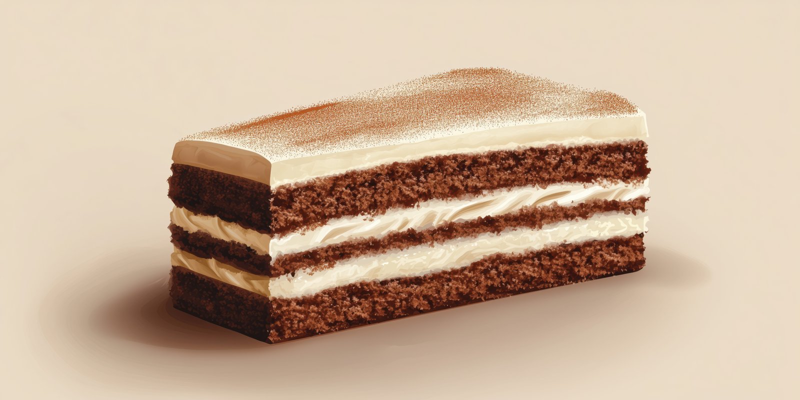 Delicious chocolate cake layered with cream and topped with cocoa powder, showcasing an inviting dessert perfect for any occasion